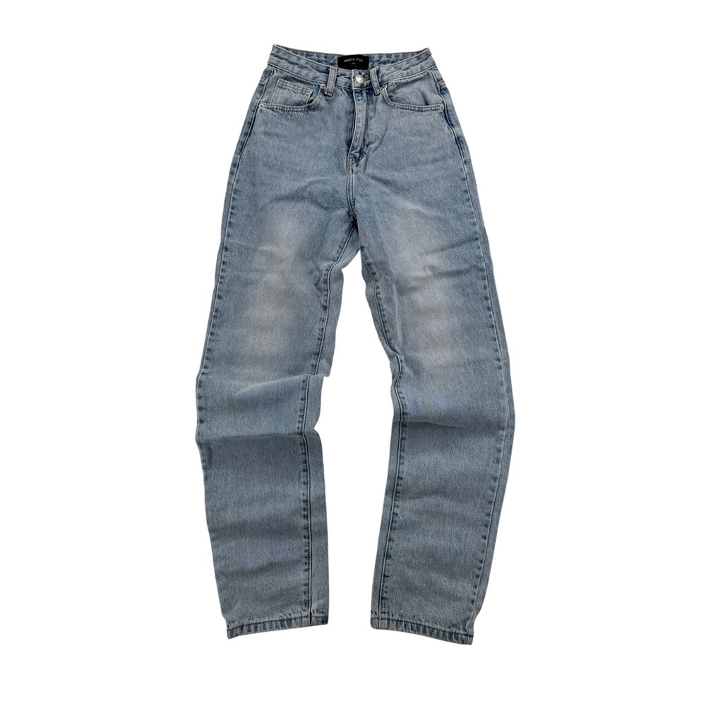 White Fox Jeans Women XS Light Blue Excellent High Rise Straight Leg Denim
